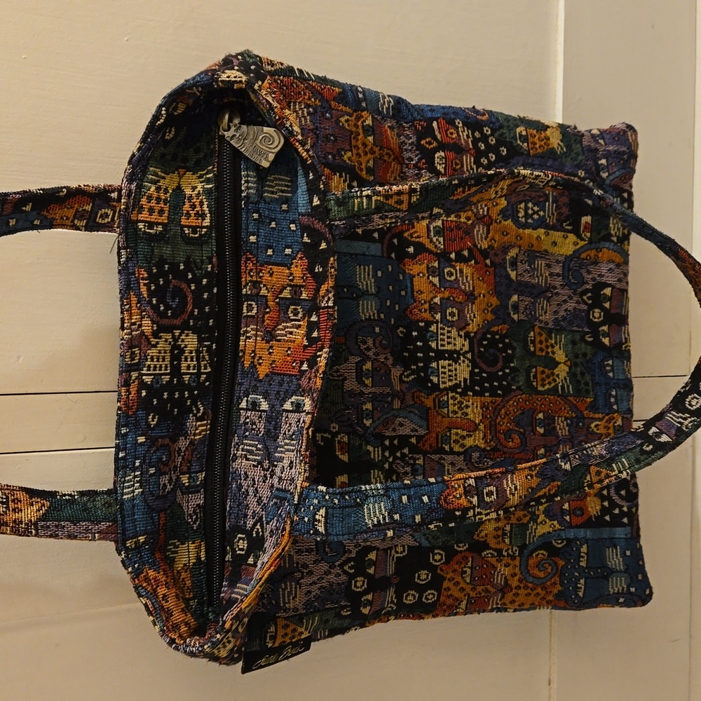 Laurel Burch Vintage tote style cat motif tapestry bag - Picture 7 of 11